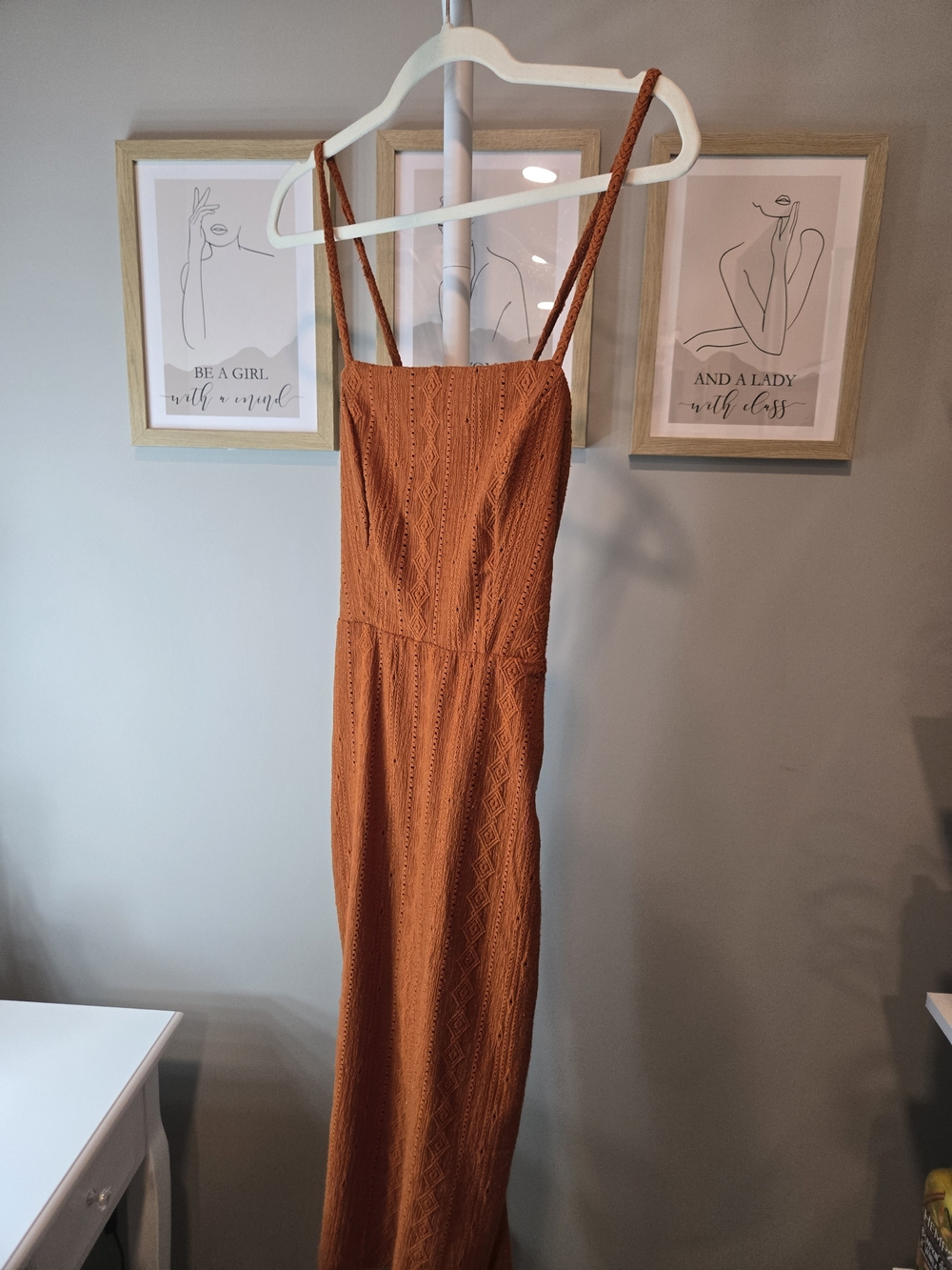 Elegant Rust Maxi Dress with Adjustable Straps